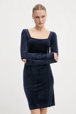 Zamatové šaty G-Star tmavomodrá farba, mini, priliehavá, D25040-D422