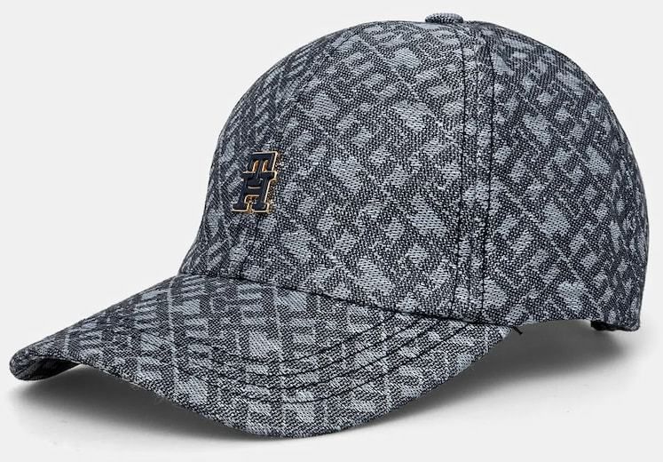 Plátenná čiapka Tommy Hilfiger tmavomodrá farba, vzorovaná, AW0AW17139