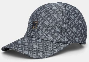 Plátenná čiapka Tommy Hilfiger tmavomodrá farba, vzorovaná, AW0AW17139