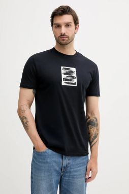 Bavlnené tričko Armani Exchange pánske, tmavomodrá farba, s nášivkou, XM000548 AF10362