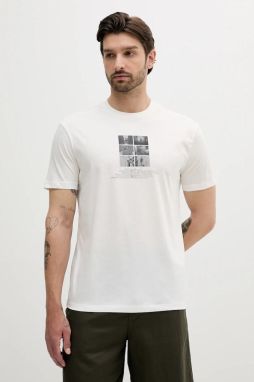 Bavlnené tričko Armani Exchange pánske, biela farba, s potlačou, XM000565 AF10356
