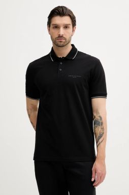 Bavlnené polo tričko Armani Exchange čierna farba, jednofarebné, XM000489 AF13026