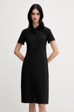 Dievčenské bavlnené šaty Calvin Klein Jeans čierna farba, mini, rovný strih, J20J225299