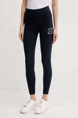 Legíny Tommy Hilfiger tmavomodrá farba, s potlačou, UW0UW05893