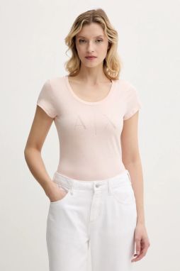 Bavlnené tričko Armani Exchange ružová farba