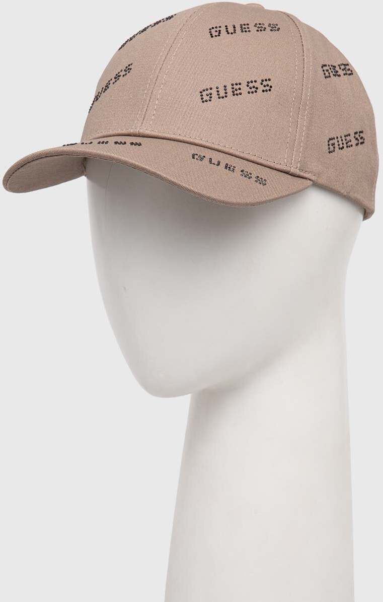 Bavlnená šiltovka Guess hnedá farba, s nášivkou, V4RZ03 WFKN0
