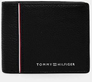 Kožená peňaženka Tommy Hilfiger pánska, čierna farba, AM0AM13042