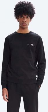 Bavlnená mikina A.P.C. Sweat Item COEAS-H27608 BLACK pánska, čierna farba, jednofarebná