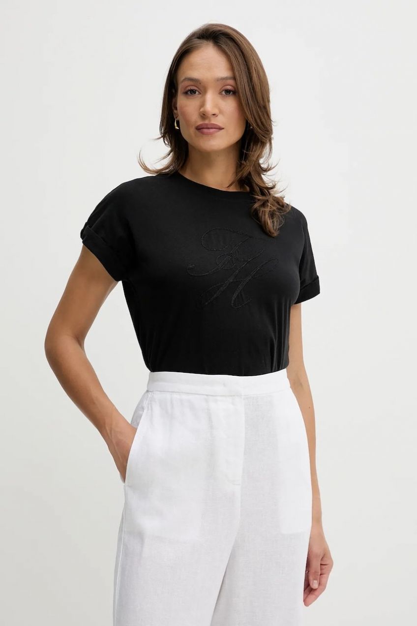 Bavlnené tričko Tommy Hilfiger dámske, čierna farba, WW0WW47157