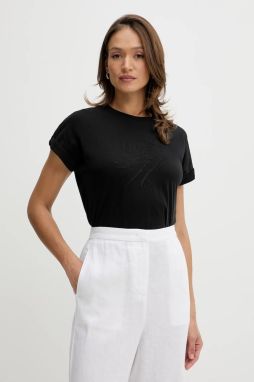 Bavlnené tričko Tommy Hilfiger dámske, čierna farba, WW0WW47157