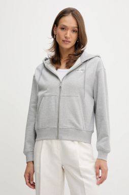 Mikina Calvin Klein Jeans šedá farba, s kapucňou, s potlačou, LV047B270G