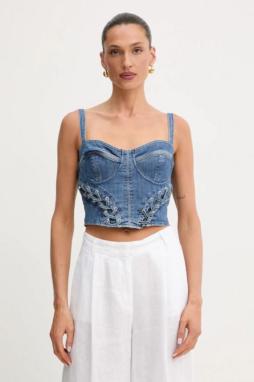 Džínsový top Guess MARSY jednofarebná, W5GH86 D4H7C