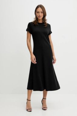 Bavlnené šaty Tommy Hilfiger čierna farba, maxi, áčkový strih, WW0WW46710