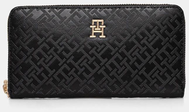 Peňaženka Tommy Hilfiger dámska, čierna farba, AW0AW17258