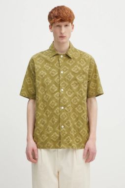 Bavlnená košeľa Norse Projects Mads Batik SS Shirt zelená farba, regular, N40.0833.8037