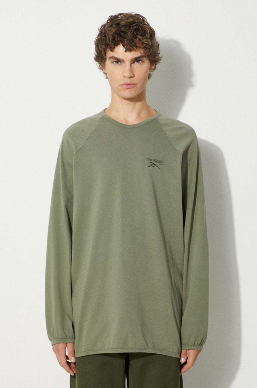 Bavlnené tričko s dlhým rukávom Reebok LTD T-Shirt zelená farba, jednofarebné, RMAA00BC99JER0015500
