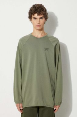 Bavlnené tričko s dlhým rukávom Reebok LTD T-Shirt zelená farba, jednofarebné, RMAA00BC99JER0015500