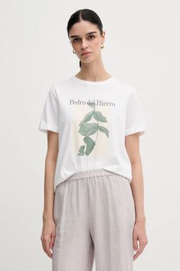 Bavlnené tričko Pedro del Hierro dámske, biela farba, 4539617