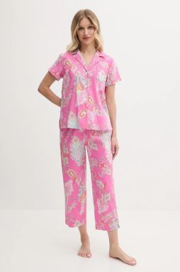 Pyžamo Lauren Ralph Lauren dámske, ružová farba, ILN92424
