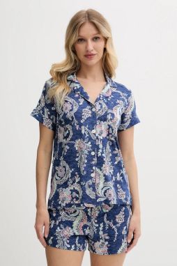 Pyžamo Lauren Ralph Lauren dámske, tmavomodrá farba, ILN12433