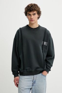 Bavlnená mikina MM6 Maison Margiela šedá farba, jednofarebná, SH2GU0019