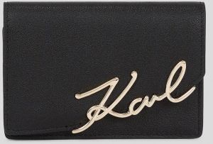 Kožená peňaženka Karl Lagerfeld čierna farba, A3W32018