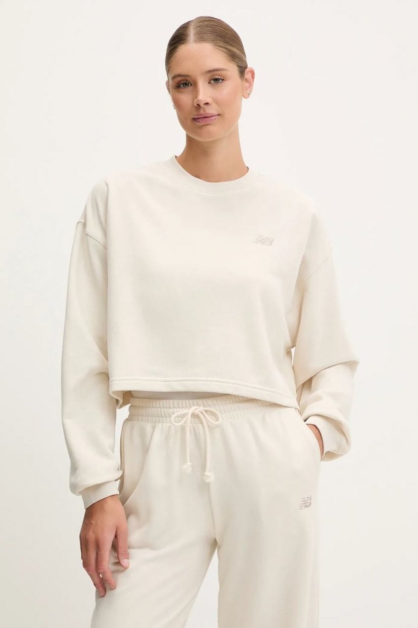 Mikina New Balance béžová farba, jednofarebná, WT51514LIN