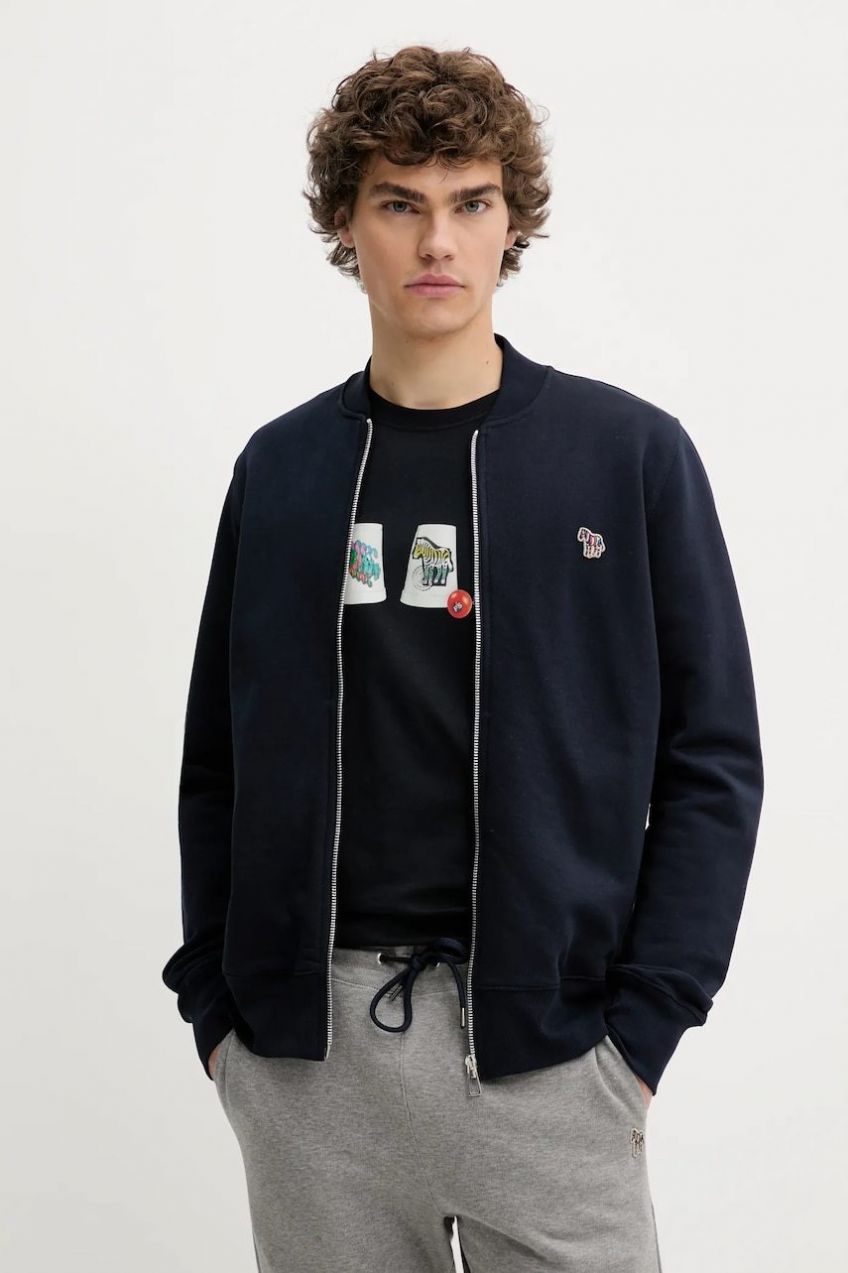 Bavlnená mikina PS Paul Smith tmavomodrá farba, jednofarebná, M2R-258S-KZEBRA
