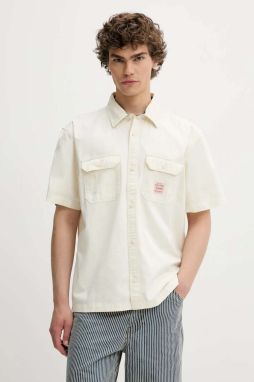 Bavlnená košeľa Levi's SS DALTON WORKER WW béžová farba, voľný strih, s klasickým golierom, 001TA