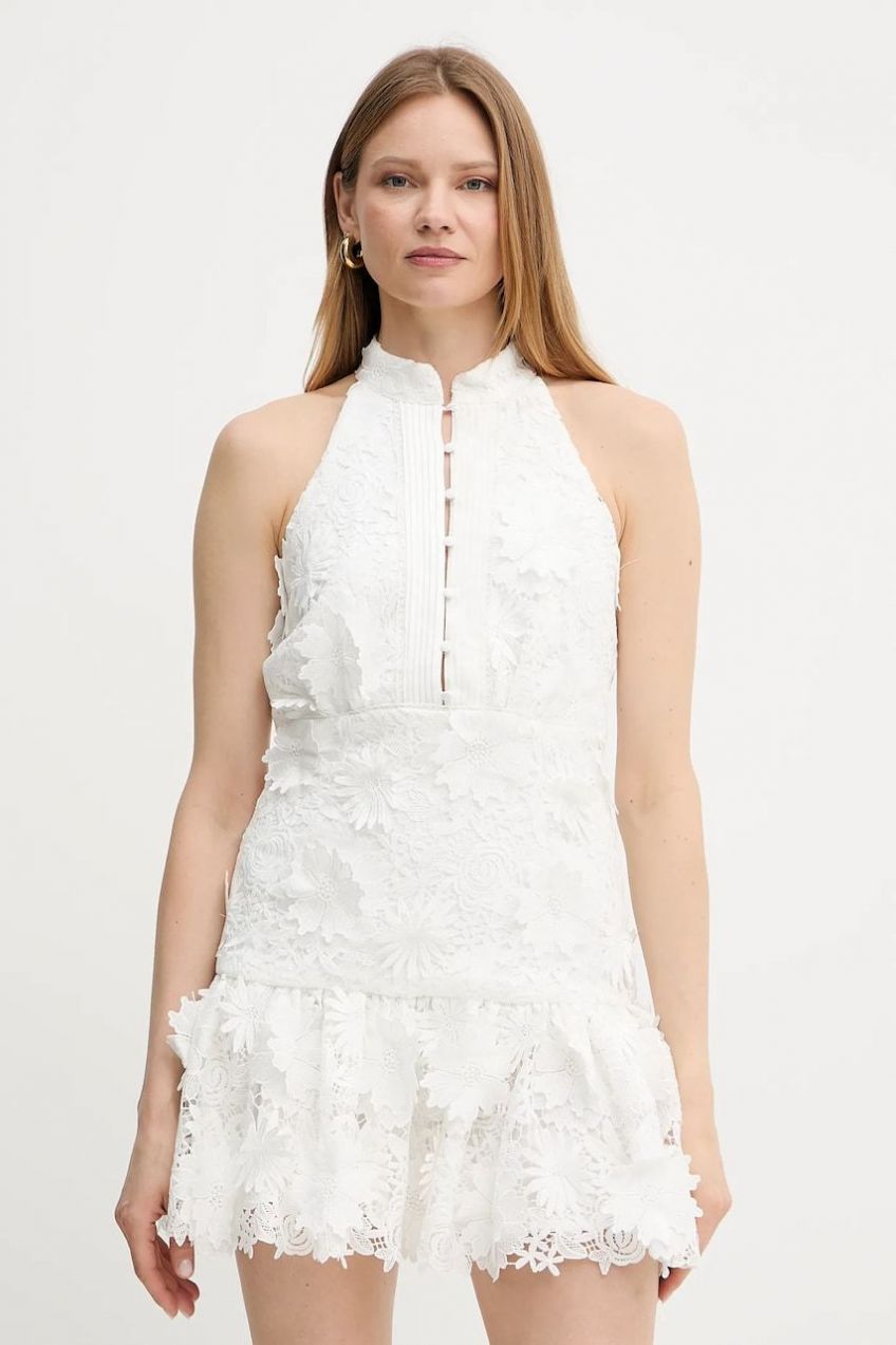 Šaty Bardot biela farba, mini, priliehavé, 59845DB