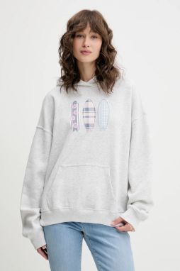 Mikina Hollister Co. šedá farba, s kapucňou, melanžová, KI352-5136