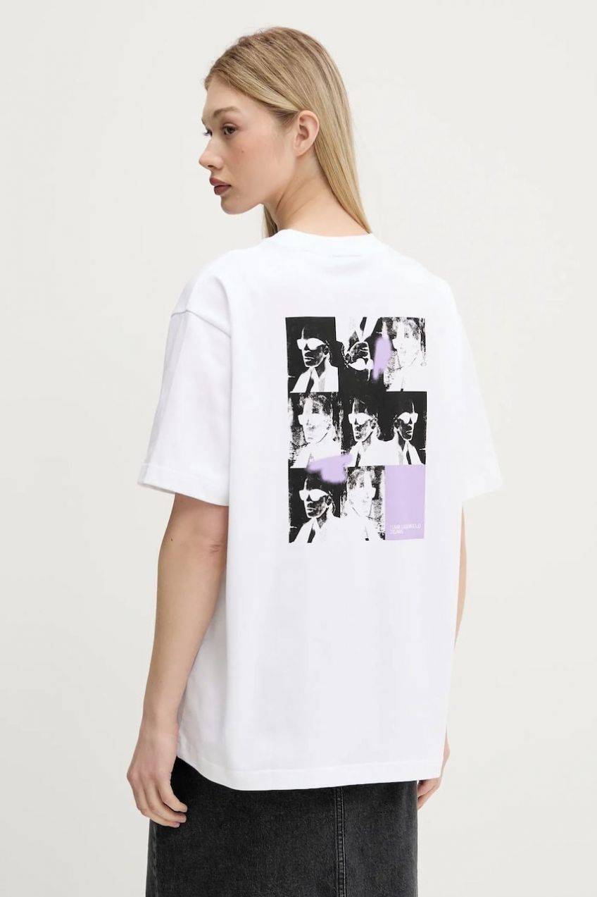 Bavlnené tričko Karl Lagerfeld Jeans dámske, biela farba, A3W17053