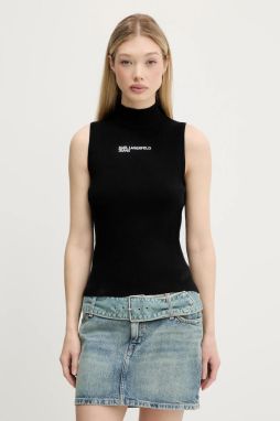 Top Karl Lagerfeld Jeans čierna farba, s polorolákom, A3W18013