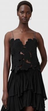 Bavlnený top AllSaints FLORA čierna farba, jednofarebný, W144PC