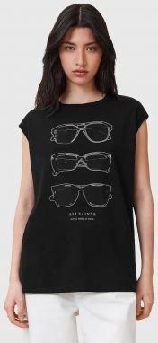 Bavlnená blúzka AllSaints SUNNIES čierna farba, s potlačou, W163JC