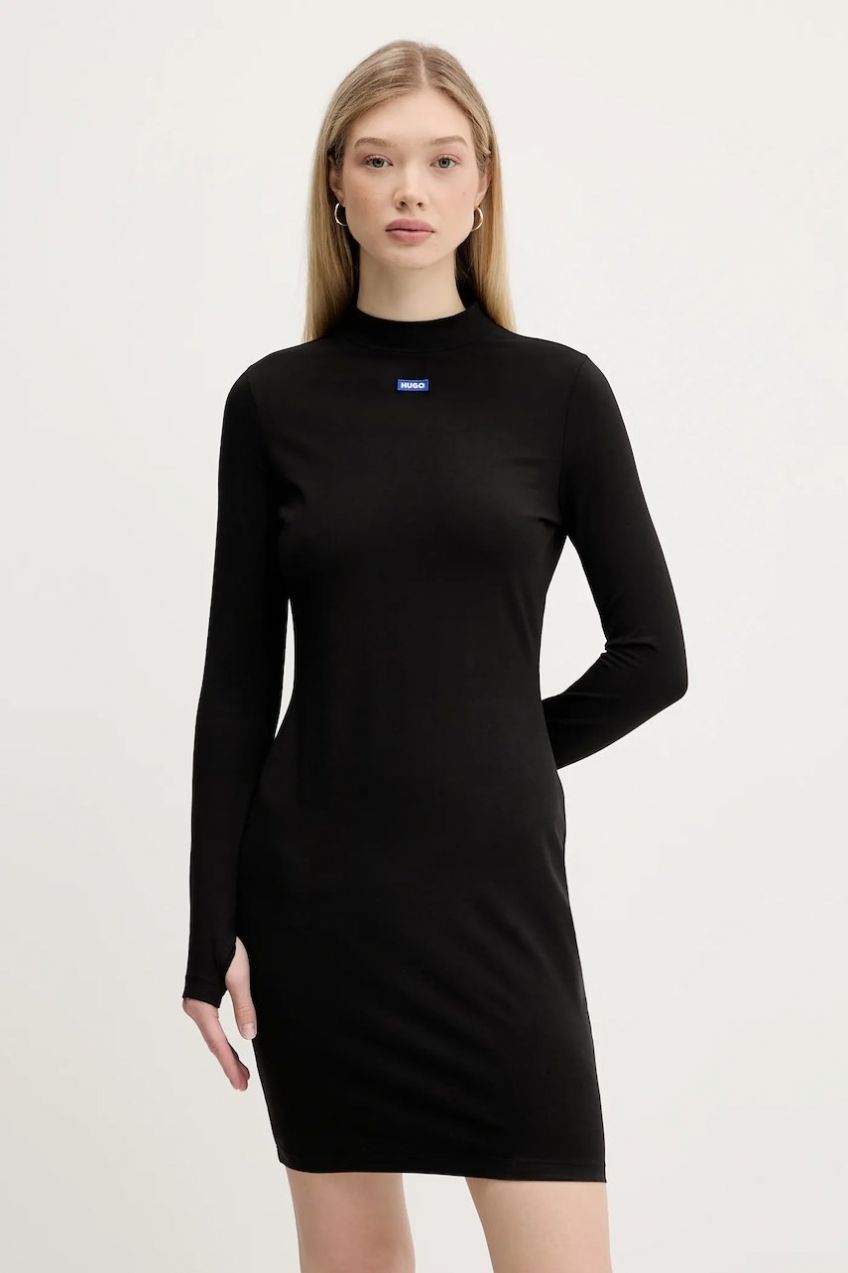Šaty Hugo Blue čierna farba, mini, priliehavé, 50545016