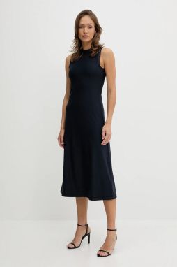 Šaty Calvin Klein Jeans tmavomodrá farba, midi, áčkový strih, LV044C236G