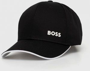 Bavlnená šiltovka Boss Green čierna farba, s potlačou, 50519219
