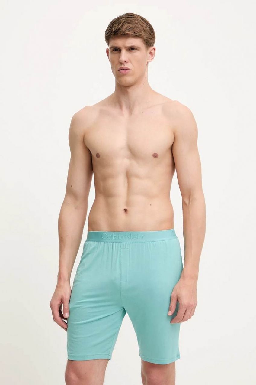Pyžamové šortky Calvin Klein Underwear pánske, tyrkysová farba, jednofarebná, LV00NM2824