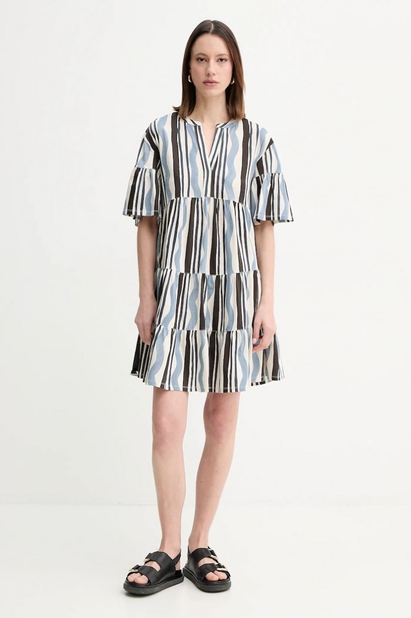 Bavlnené šaty Weekend Max Mara béžová farba, mini, áčkový strih, 2515621072600