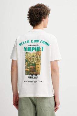 Bavlnené tričko Marc O'Polo pánske, biela farba, s potlačou, 5000007261