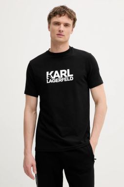 Tričko Karl Lagerfeld pánske, čierna farba, s potlačou, 553235.755087