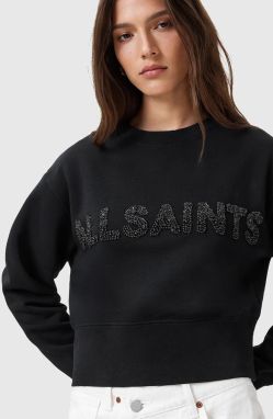 Bavlnená mikina AllSaints SEPARO čierna farba, s nášivkou, W215JC