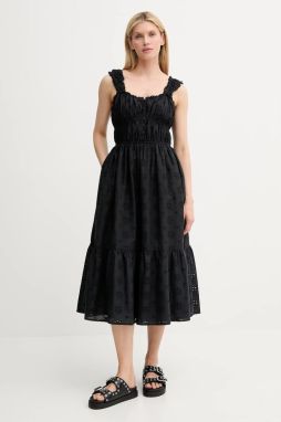 Bavlnené šaty Levi's AMAYA TIERED MAXI DRESS čierna farba, midi, áčkový strih, 001TB