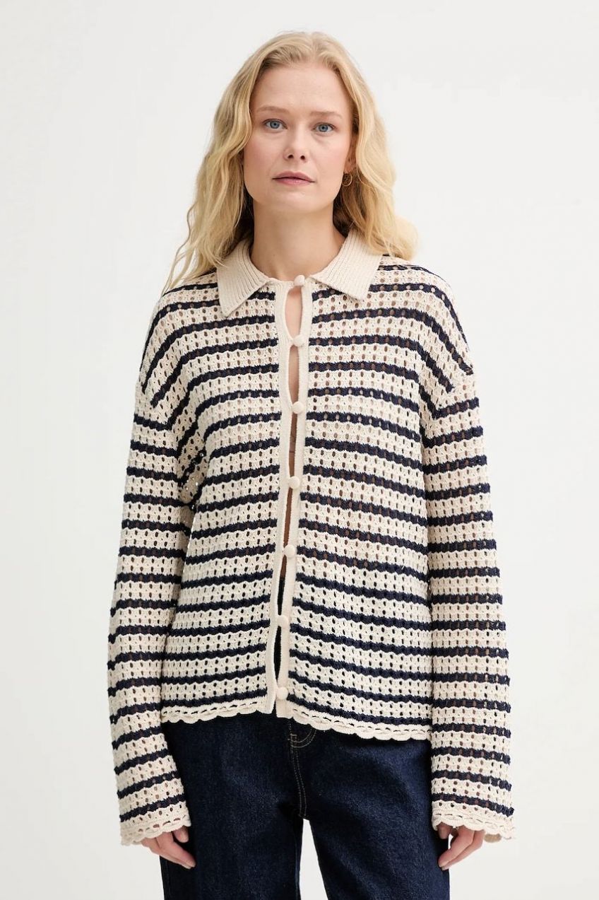Kardigán s prímesou ľanu Rag & Bone béžová farba, ľahké, WAS25P060BR60