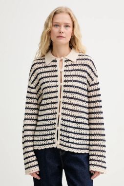 Kardigán s prímesou ľanu Rag & Bone béžová farba, ľahké, WAS25P060BR60