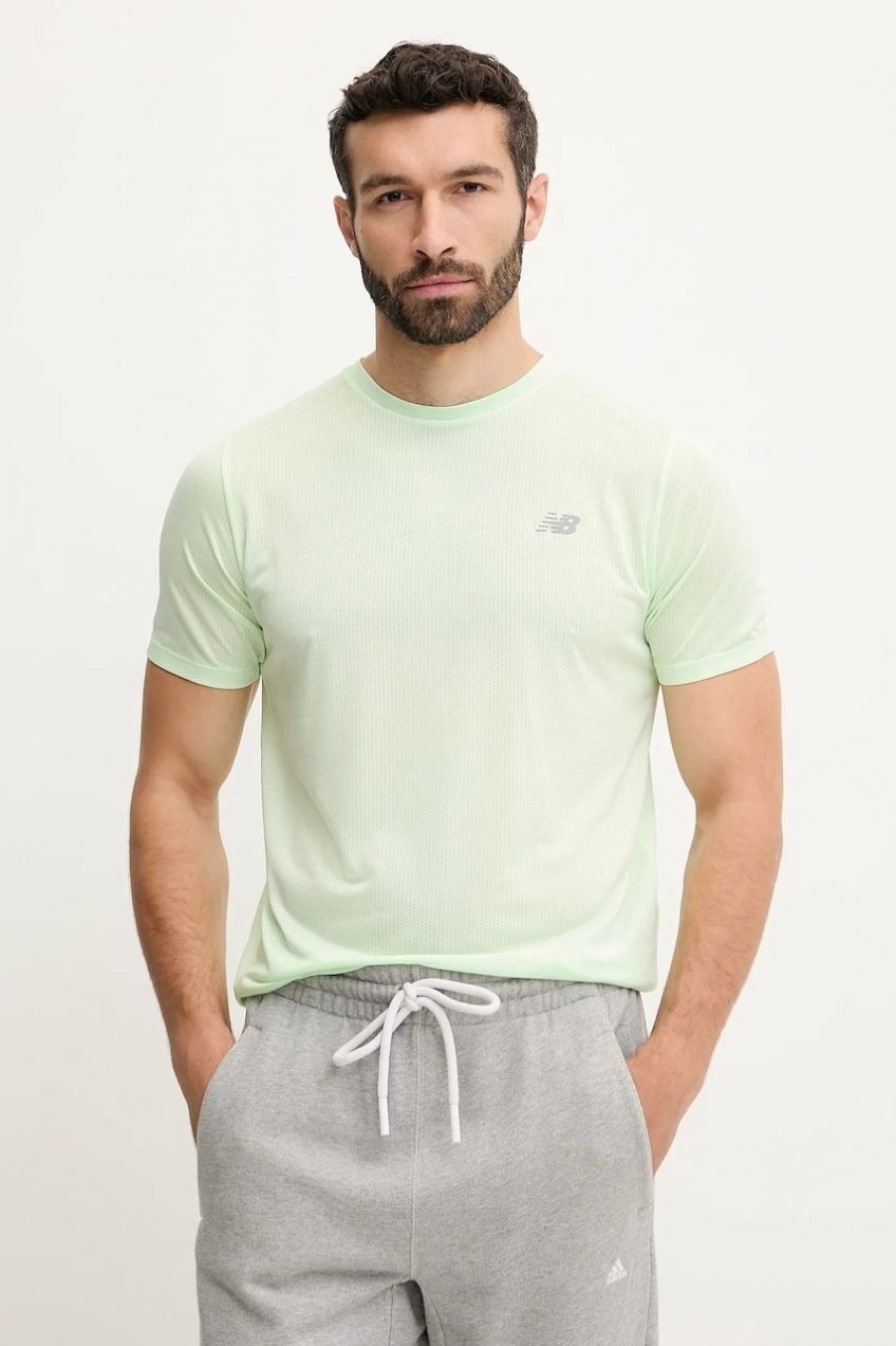 Tréningové tričko New Balance zelená farba, jednofarebné, MT41253MEW