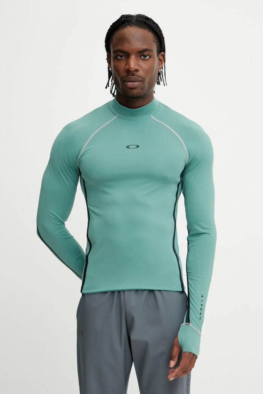 Tréningové tričko s dlhým rukávom Oakley T-shirt do pływania tyrkysová farba, vzorované, FOA406861