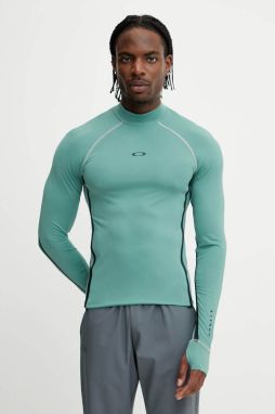 Tréningové tričko s dlhým rukávom Oakley T-shirt do pływania tyrkysová farba, vzorované, FOA406861