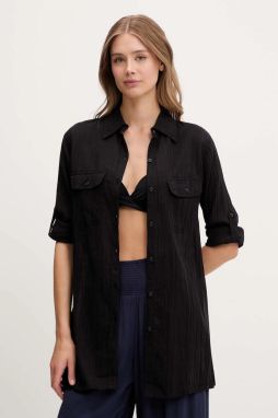 Bavlnená plážová košeľa Lauren Ralph Lauren biela farba